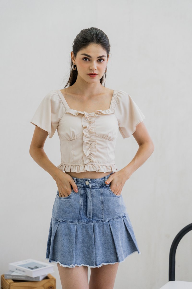 Petunia Denim Pleated Skort (XS)