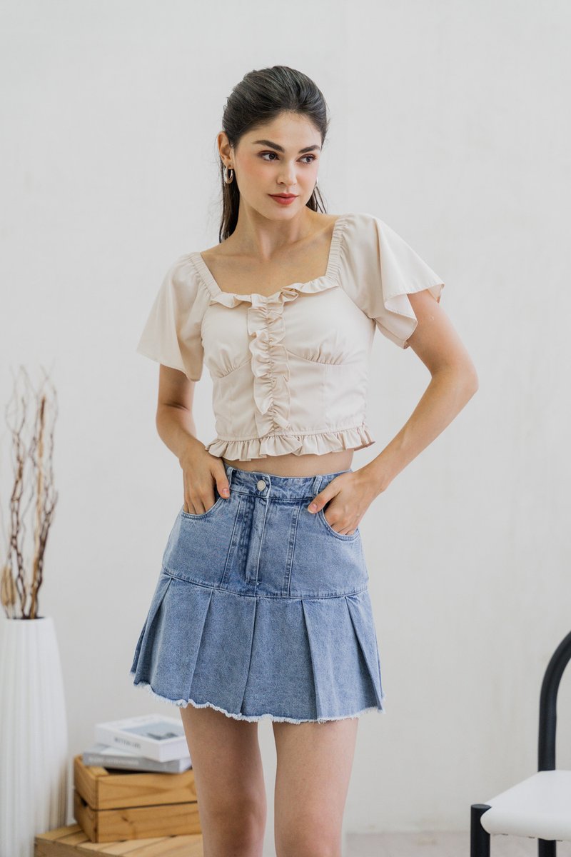 Petunia Denim Pleated Skort (XS)
