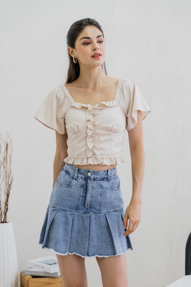 Petunia Denim Pleated Skort (XS)