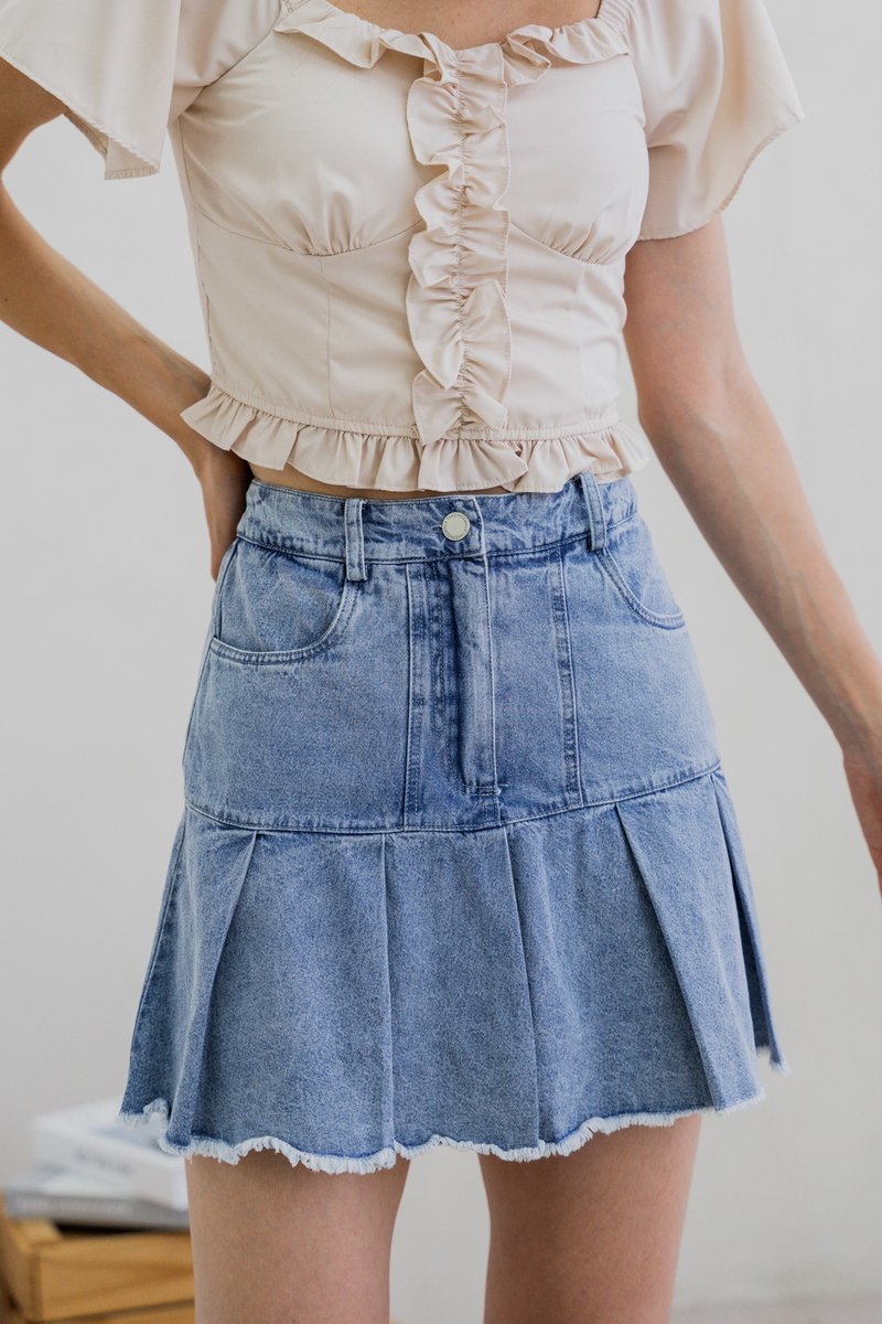 Petunia Denim Pleated Skort (XS)