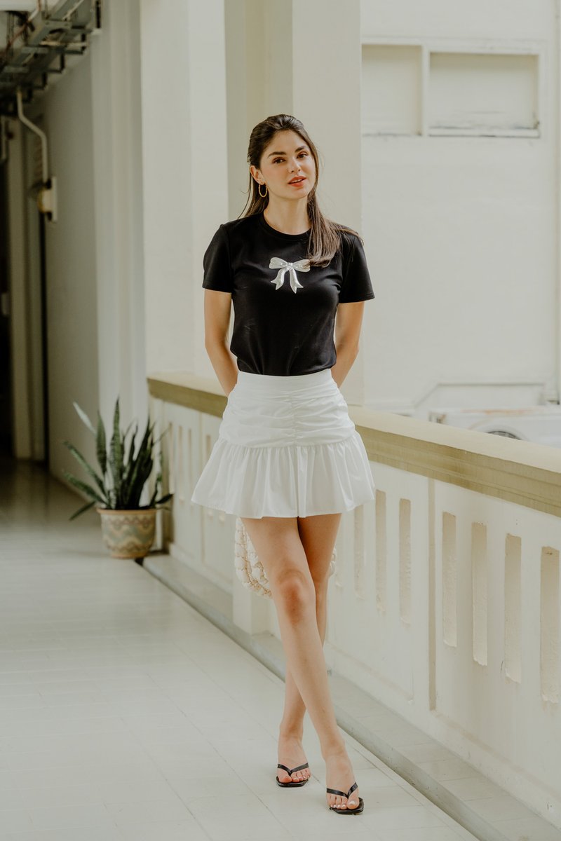Tayla Ruched Skort In White (S)