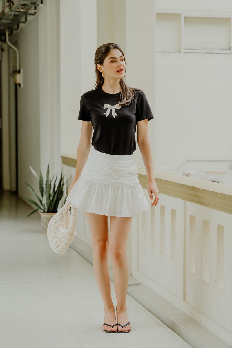 Tayla Ruched Skort In White (S)