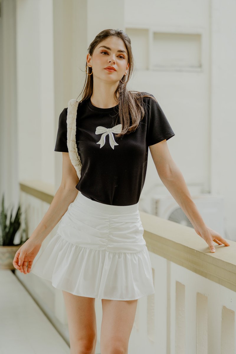 Tayla Ruched Skort In White (S)