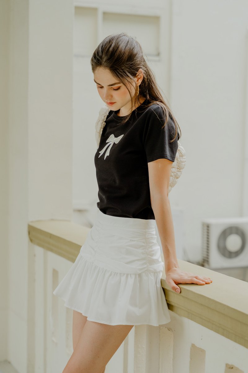 Tayla Ruched Skort In White (S)