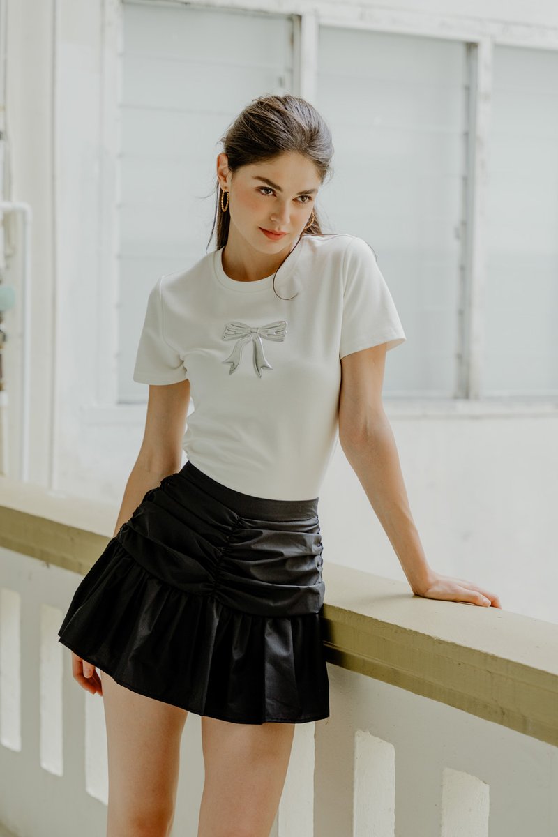 Tayla Ruched Skort In Black