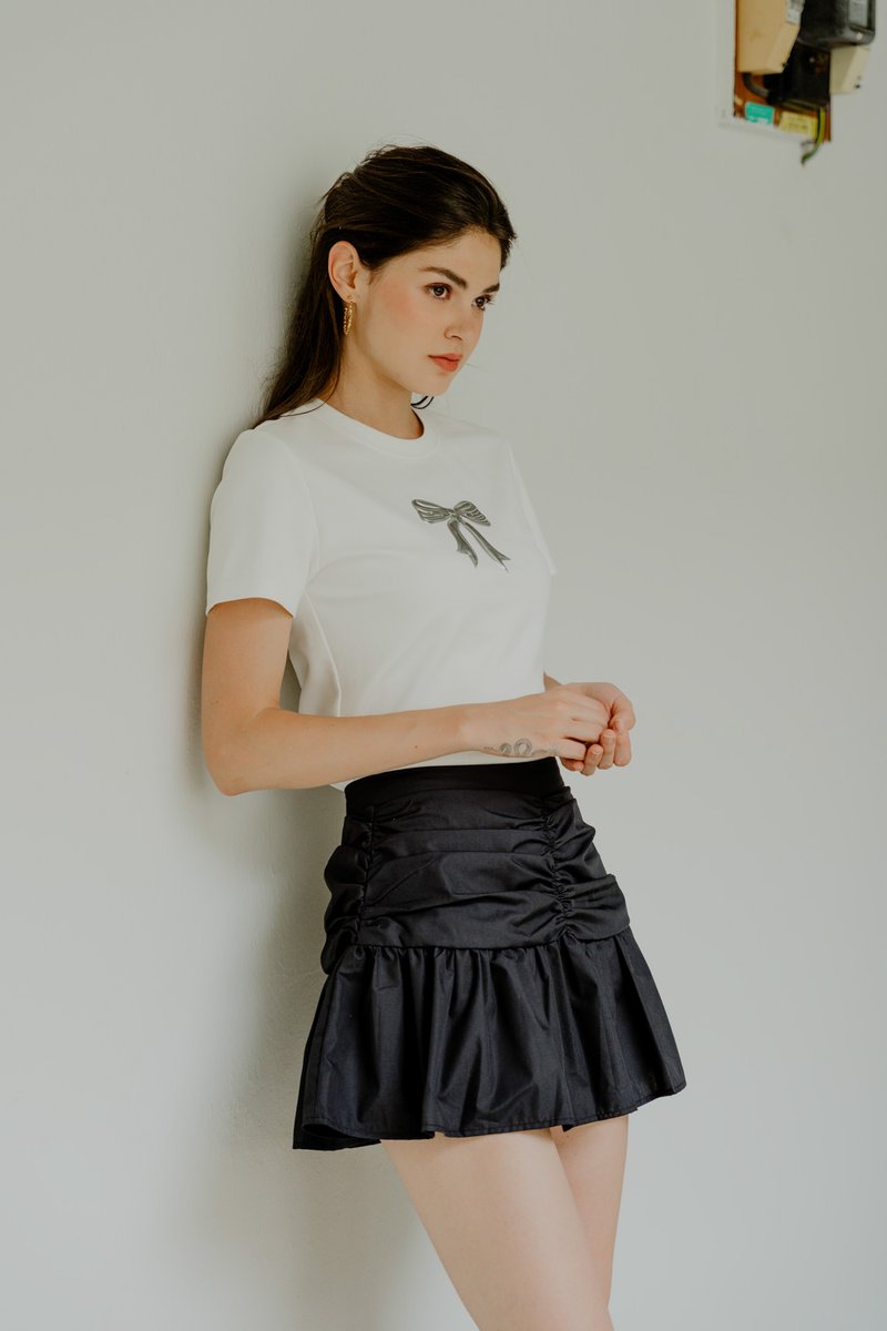 Tayla Ruched Skort In Black