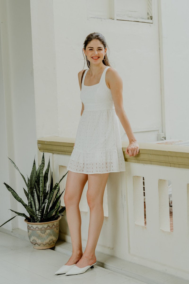 Kimia Eyelet Dropwaist Dress In White