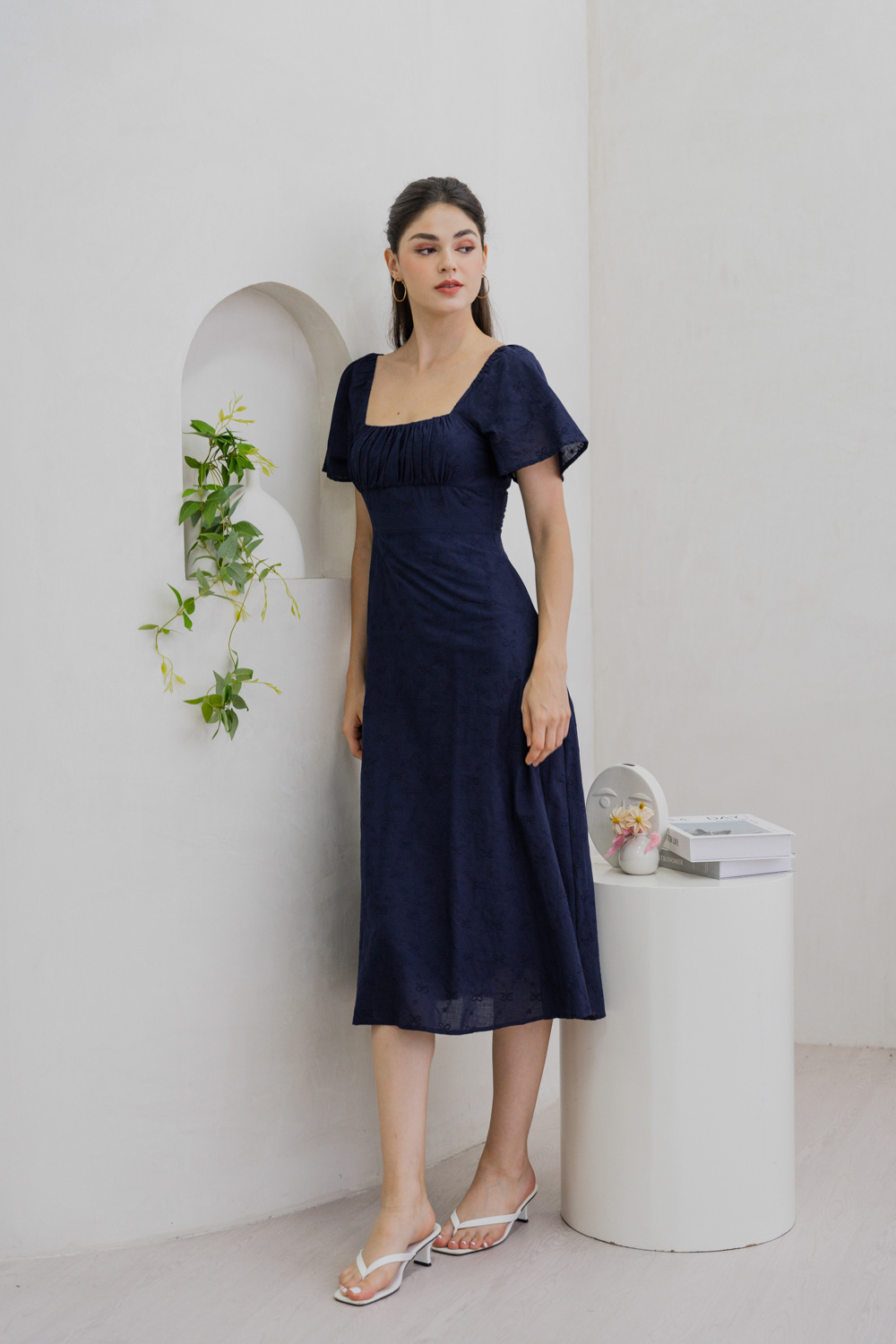 sachin and babi light blue dress FLORAL EMBROIRDERED DRESS IN NAVY BLUE | CULT MIA