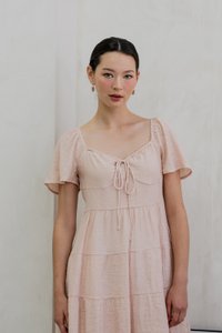 Gracie Textured Tiered Dress In Pink (XS)