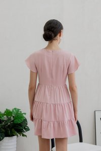 Vivi Pleated Tiered Dress In Pink (XS)