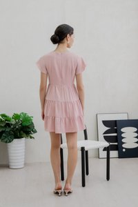 Vivi Pleated Tiered Dress In Pink (XS)