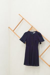 Cecil Crochet Embroidered Dress In Navy (XS)