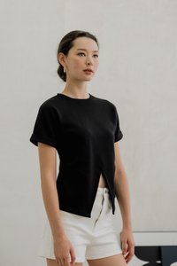 Rae Side Ruched Top In Black (XS)