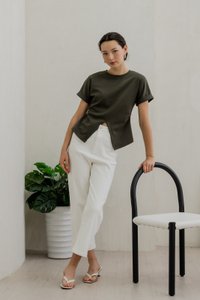 Rae Side Ruched Top In Olive