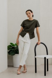 Rae Side Ruched Top In Olive