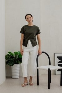 Rae Side Ruched Top In Olive