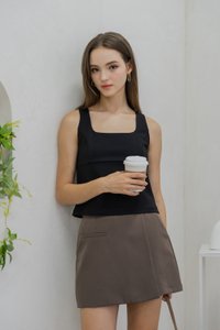 Bree Square Neck Cotton Top In Black (XS)