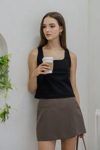 Bree Square Neck Cotton Top In Black (XS)