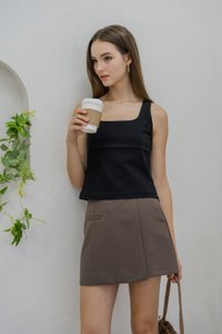 Bree Square Neck Cotton Top In Black (XS)