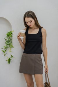 Bree Square Neck Cotton Top In Black (XS)