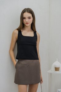 Bree Square Neck Cotton Top In Black (XS)