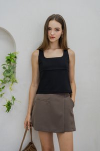 Bree Square Neck Cotton Top In Black (XS)