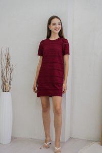 Larissa Eyelet Shift Dress In Wine (XS)