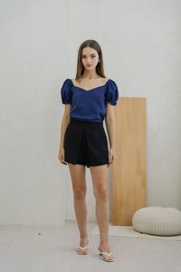 Glennys Puff Sleeve Top In Navy (XS)