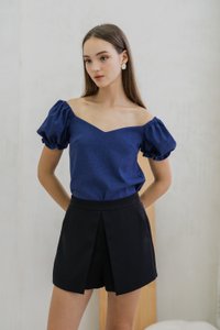 Glennys Puff Sleeve Top In Navy (XS)