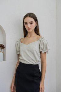 Glennys Puff Sleeve Top In Sand (XS)