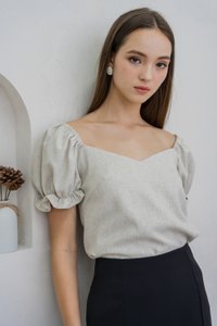 Glennys Puff Sleeve Top In Sand (XS)