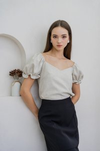 Glennys Puff Sleeve Top In Sand (XS)