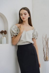 Glennys Puff Sleeve Top In Sand (XS)