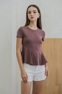 Pansy Cotton Peplum Top In Mauve (XS)