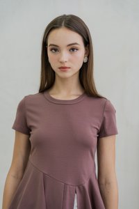 Pansy Cotton Peplum Top In Mauve (XS)