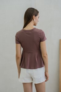 Pansy Cotton Peplum Top In Mauve (XS)