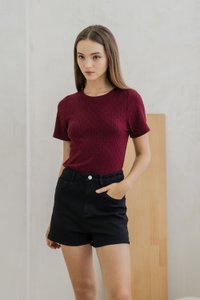 Dahlia Denim High Waisted Shorts In Black