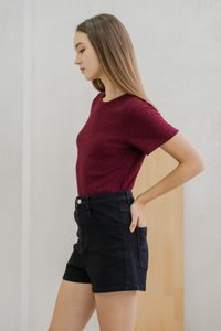Dahlia Denim High Waisted Shorts In Black