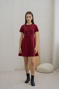Carmen Panelled Dress In Wine (XS)
