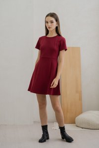 Carmen Panelled Dress In Wine (XS)