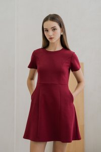 Carmen Panelled Dress In Wine (XS)