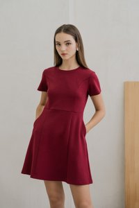 Carmen Panelled Dress In Wine (XS)