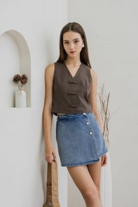 Odelia Denim Overlap Skort (XS)