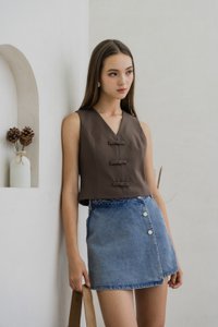 Odelia Denim Overlap Skort (XS)