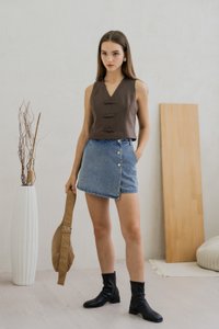Odelia Denim Overlap Skort (XS)
