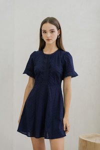Cecil Crochet Embroidered Dress In Navy (XS)