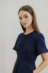 Cecil Crochet Embroidered Dress In Navy (XS)