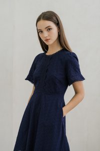 Cecil Crochet Embroidered Dress In Navy (XS)