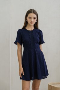 Cecil Crochet Embroidered Dress In Navy (XS)
