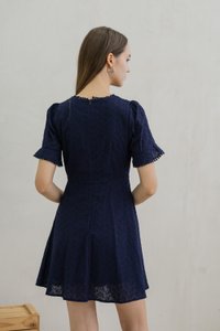 Cecil Crochet Embroidered Dress In Navy (XS)